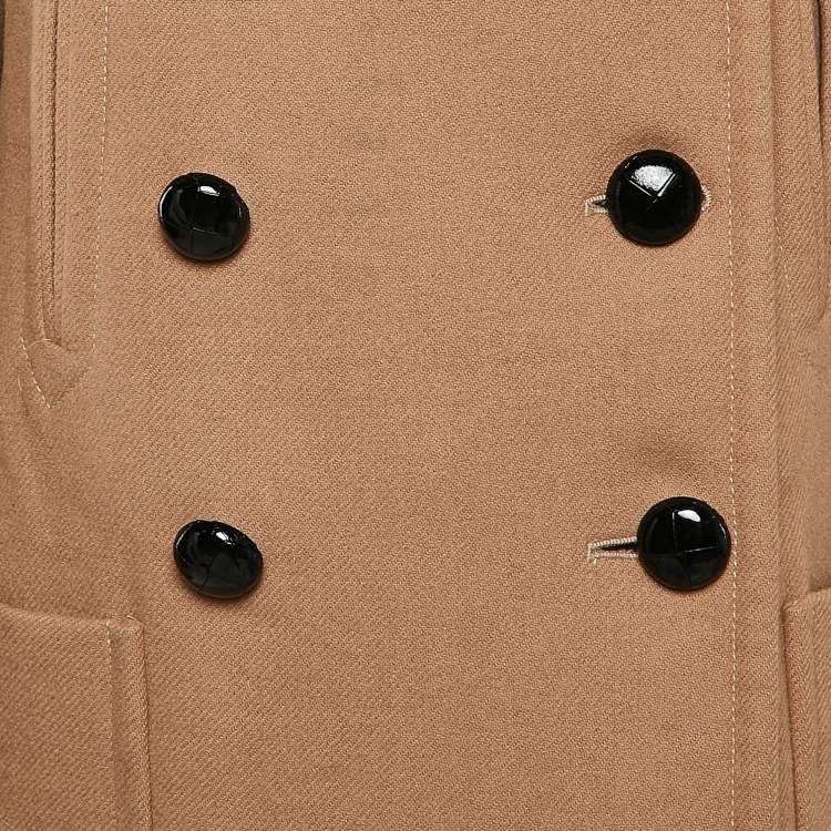 Pre Owned Miu Miu Brown Wool Detachable Raccoon Fur Coat M