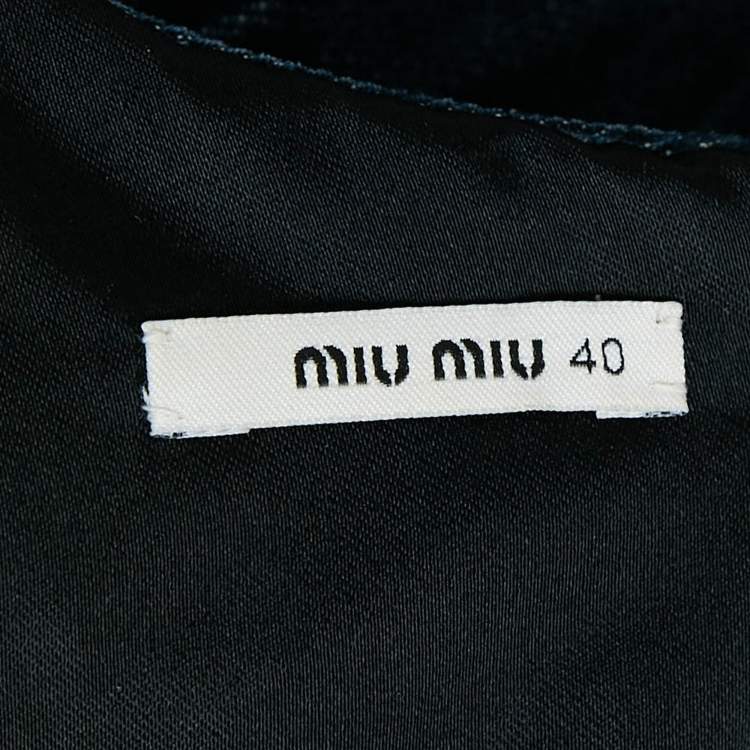 Pre Owned Miu Miu Blue Crystals Embellished Denim Sleeveless Mini Dress S