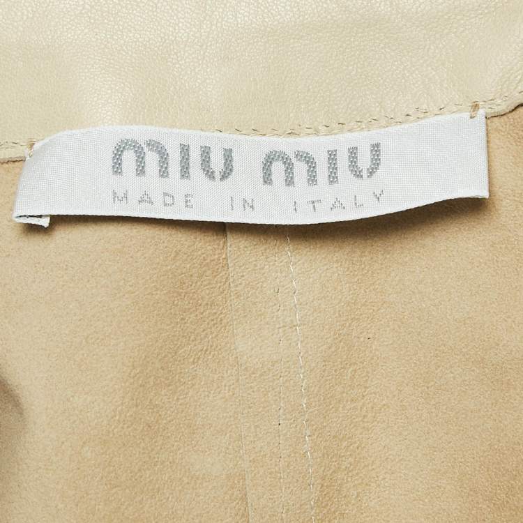 Pre Owned Miu Miu Vintage Cream Leather Button Front Jacket S