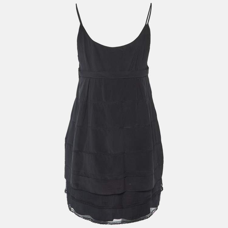 Pre Owned Miu Miu Black Silk Sleeveless Mini Dress M