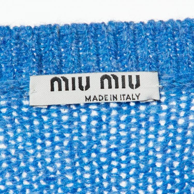 Pre Owned Miu Miu Blue Wool Sleeveless Sweater S
