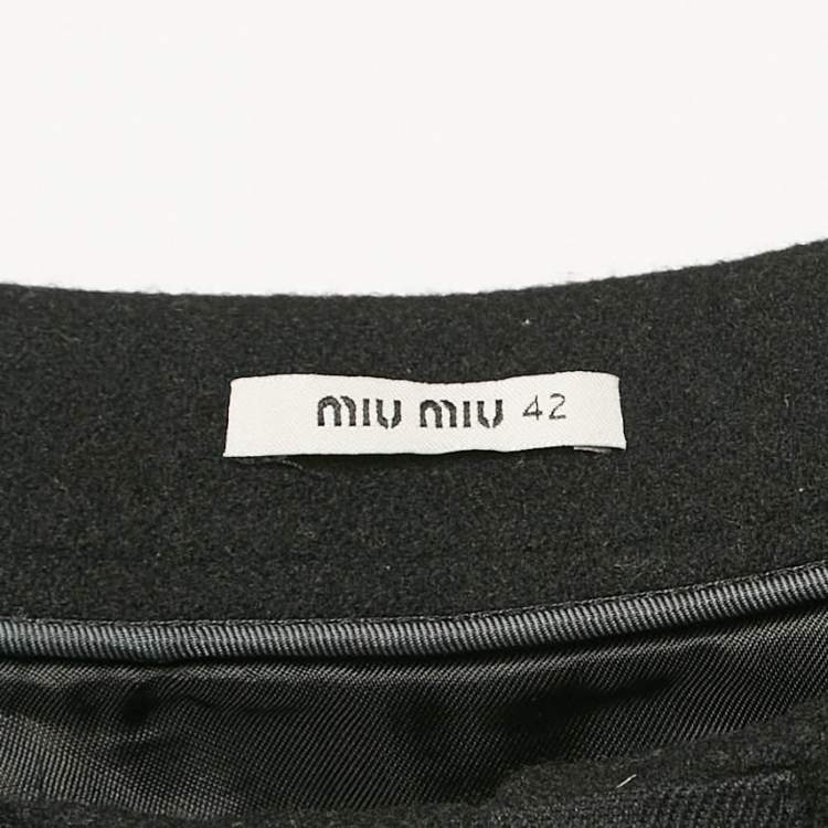 Pre Owned Miu Miu Black Wool Flared Mini Skirt M