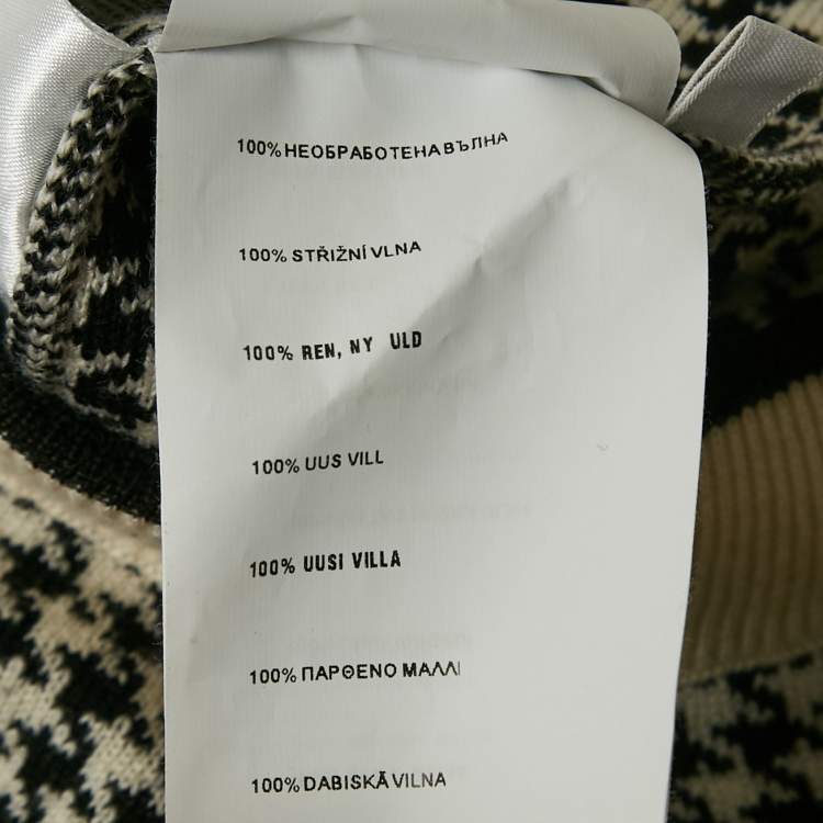 Pre Owned Miu Miu Black/White Houndstooth Wool Pleated Mini Skirt XS