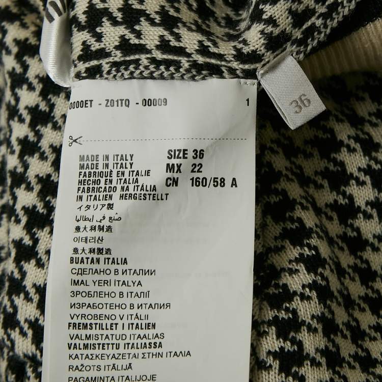 Pre Owned Miu Miu Black/White Houndstooth Wool Pleated Mini Skirt XS