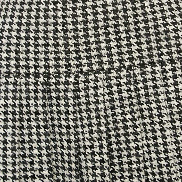 Pre Owned Miu Miu Black/White Houndstooth Wool Pleated Mini Skirt XS