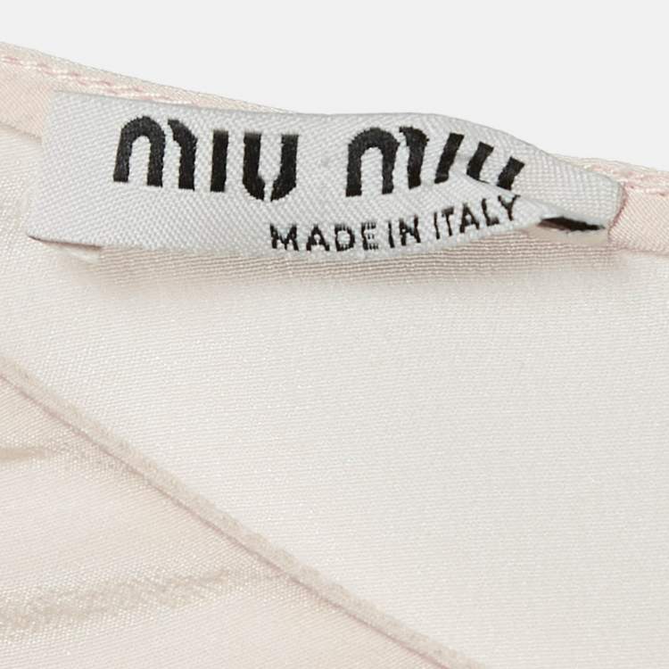 Pre Owned Miu Miu Pink Lace Insert Silk Button Front Blouse S