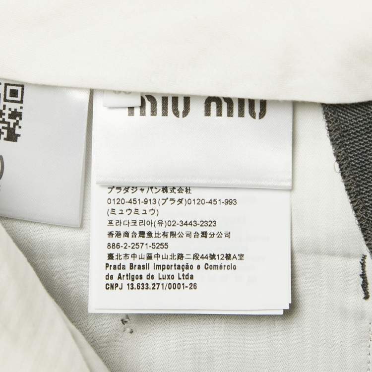 Pre Owned Miu Miu Grey Plaid Wool Raw Edge Detail Mini Skirt XS