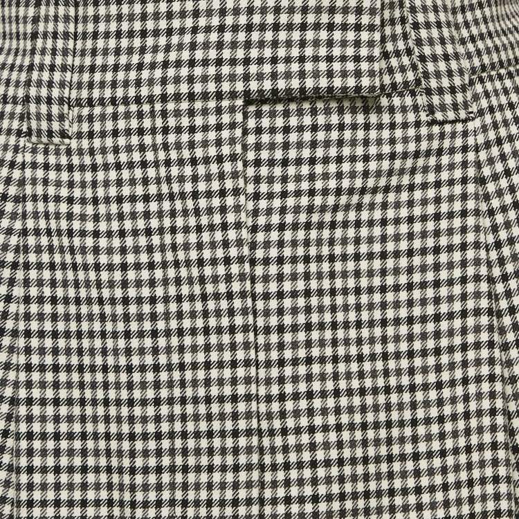 Pre Owned Miu Miu Black Gingham Wool Knife Pleated Mini Skirt XS