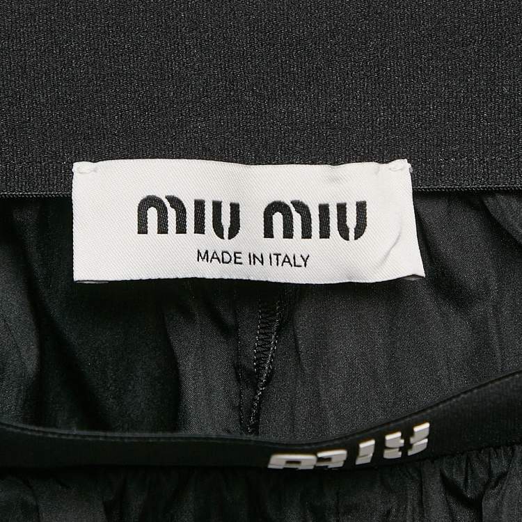 Pre Owned Miu Miu Black Logo-Print Technical Silk Shorts XS