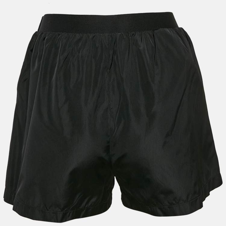 Pre Owned Miu Miu Black Logo-Print Technical Silk Shorts XS