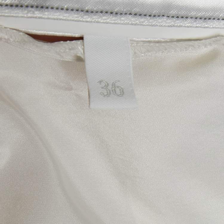 Pre Owned Miu Miu White Technical Silk Perforated Detail Crop Top XS