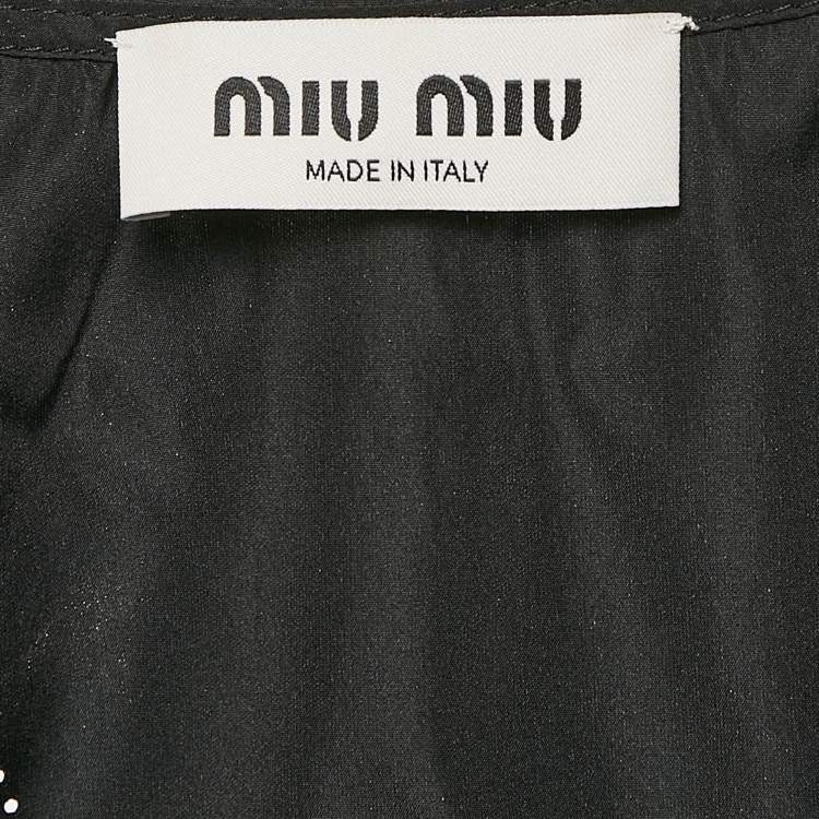 Pre Owned Miu Miu Black Technical Silk Perforated Detail Crop Top XS