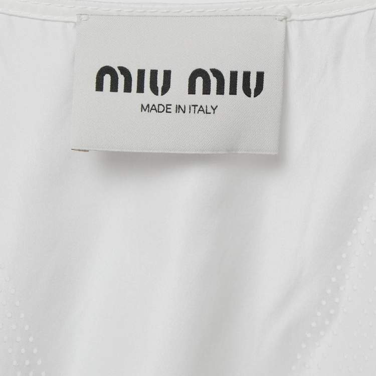 Pre Owned Miu Miu White Technical Silk Perforated Detail Sleeveless Mini Dress XS