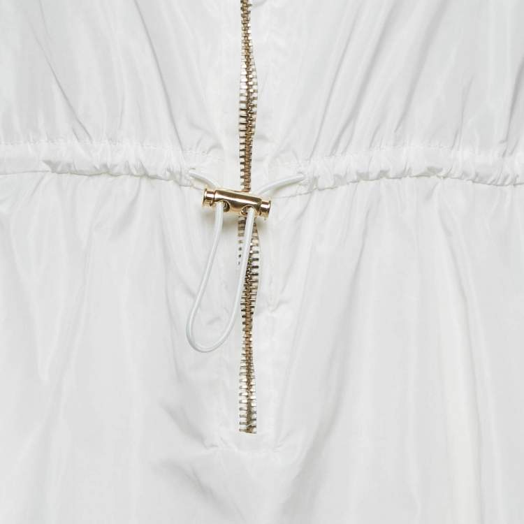 Pre Owned Miu Miu White Technical Silk Perforated Detail Sleeveless Mini Dress XS