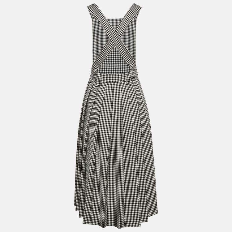Pre Owned Miu Miu Black/White Gingham Wool Jumper Midi Dress S