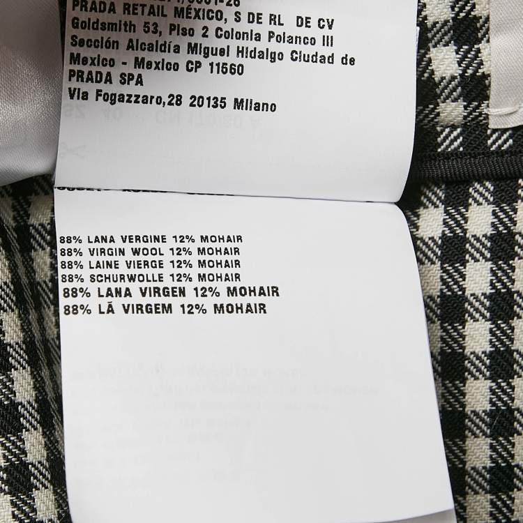 Pre Owned Miu Miu Black/White Gingham Wool Jumper Midi Dress S