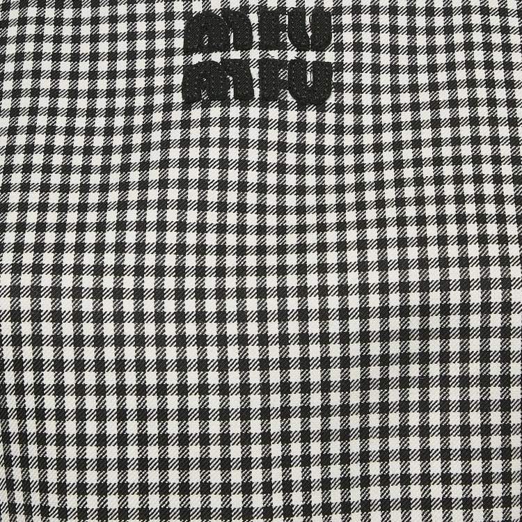 Pre Owned Miu Miu Black/White Gingham Wool Jumper Midi Dress S