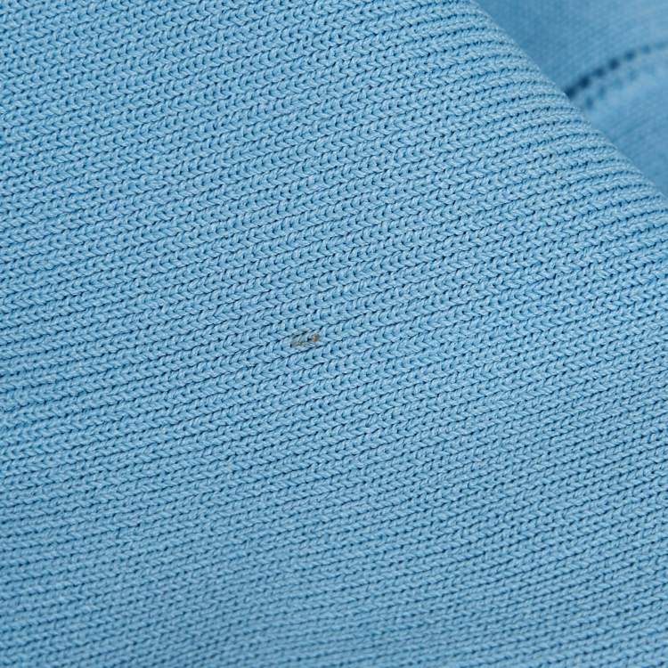 Pre Owned Miu Miu Blue Jersey Button Front Short Cardigan M