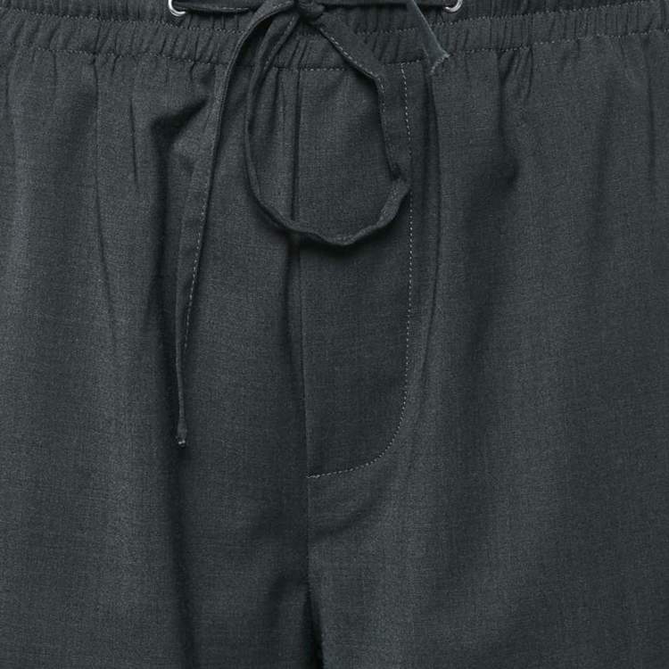 Pre Owned Miu Miu Charcoal Black Wool Blend Straight Leg Trousers M
