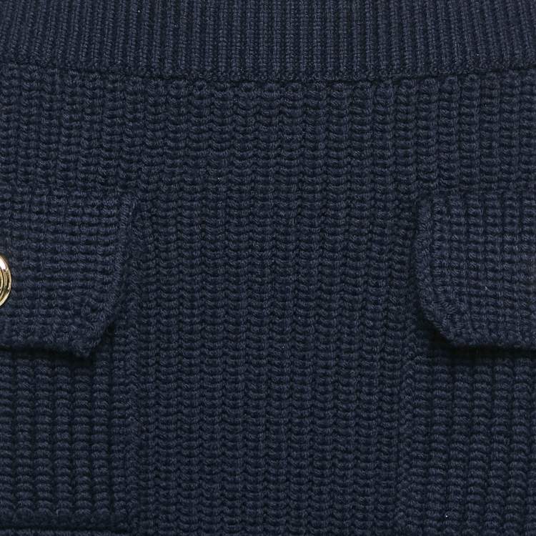 Pre Owned Miu Miu Navy Blue Wool Rib Knit Mini Skirt M