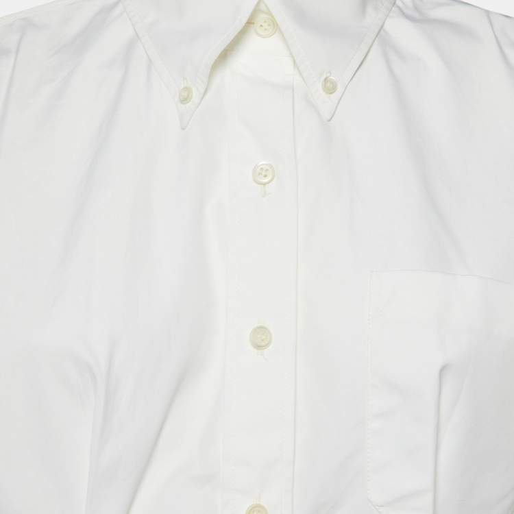 مملوكة مسبقًا Miu Miu White Cotton Logo Band Cropped Shirt M