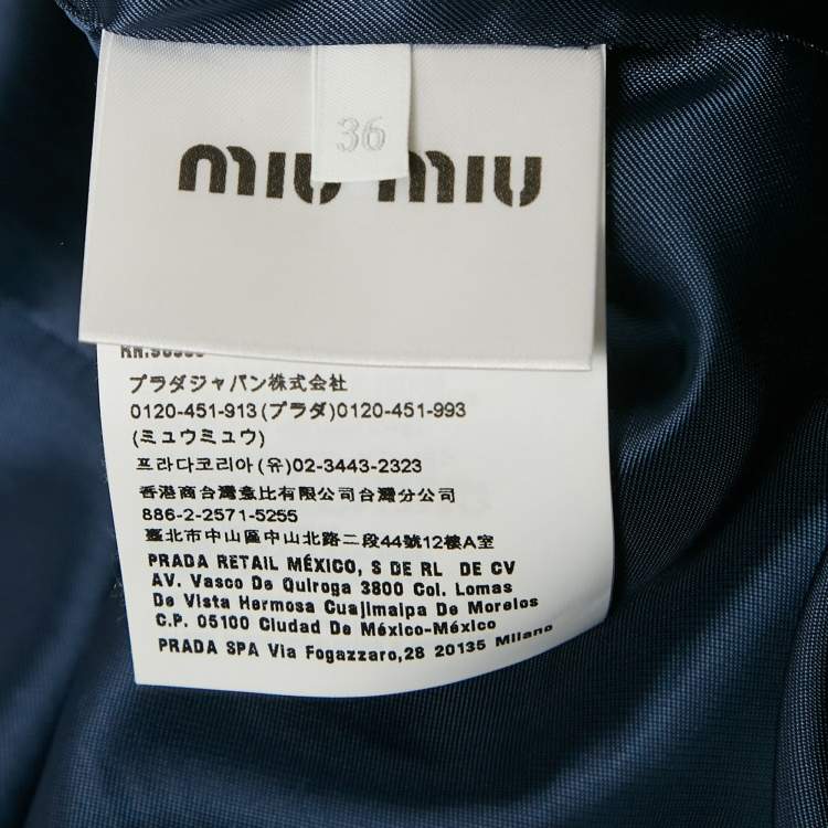 Pre Owned Miu Miu Navy Blue Virgin Wool Crop Jacket XS