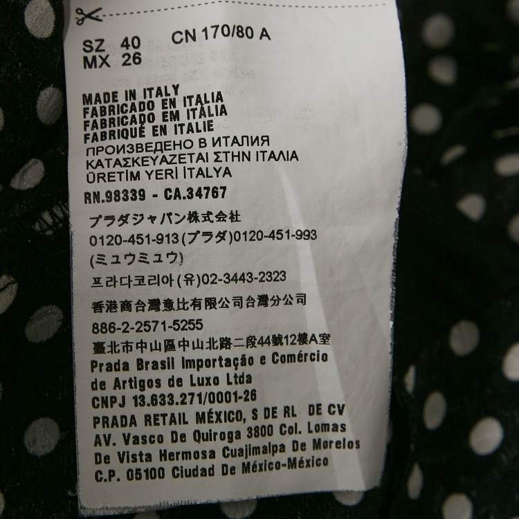 Pre Owned Miu Miu Black Polka Dots Print Satin Peter Pan Collar Mini Dress XS