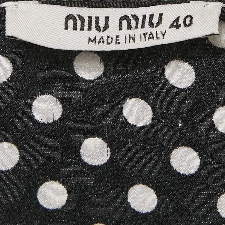 Pre Owned Miu Miu Black Polka Dots Print Satin Peter Pan Collar Mini Dress XS