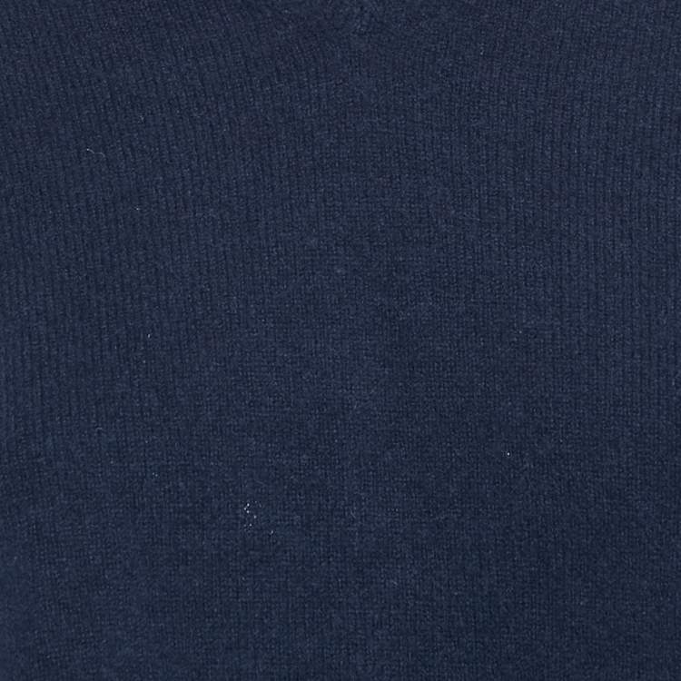 مملوكة مسبقًا Miu Miu Navy Blue Wool V-Neck Crop Sweater S