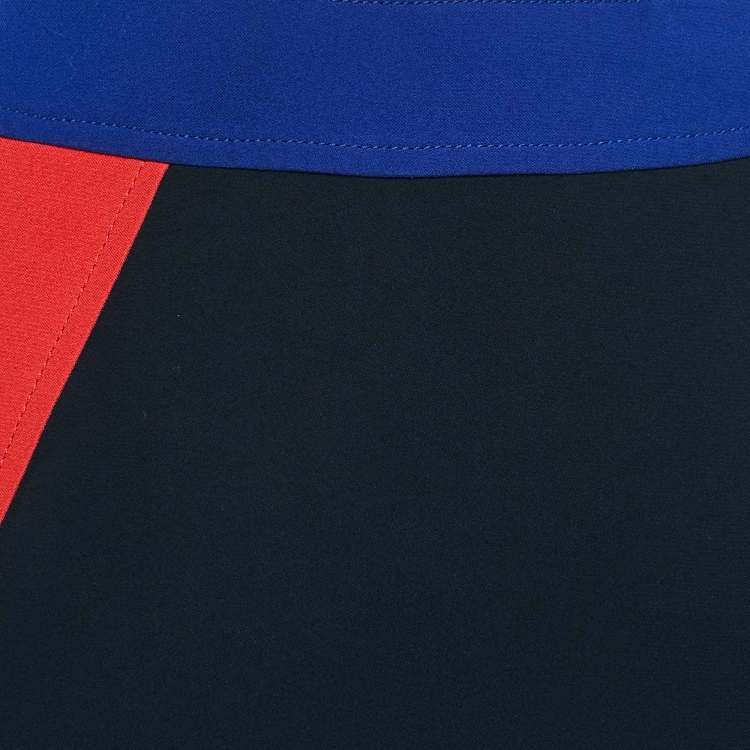 Pre Owned Miu Miu Blue Colorblocked Crepe Mini Skirt S