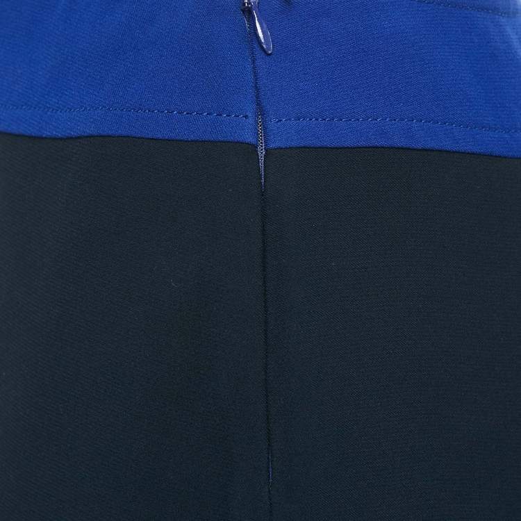 Pre Owned Miu Miu Blue Colorblocked Crepe Mini Skirt S
