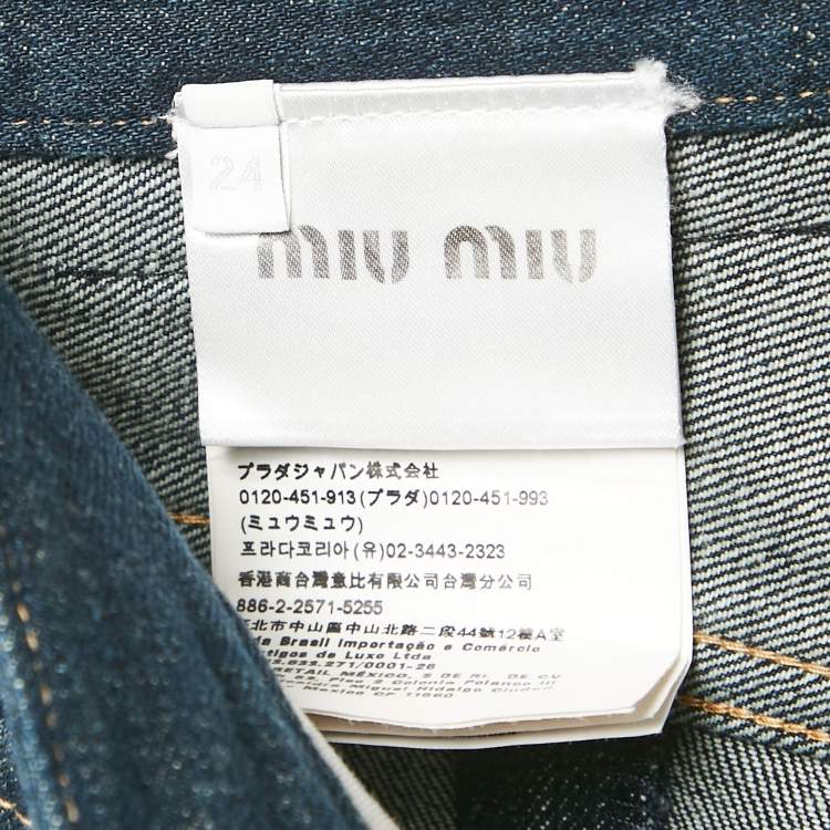 Pre Owned Miu Miu Upcycled Blue Washed Denim High-Rise Shorts S Waist 25"