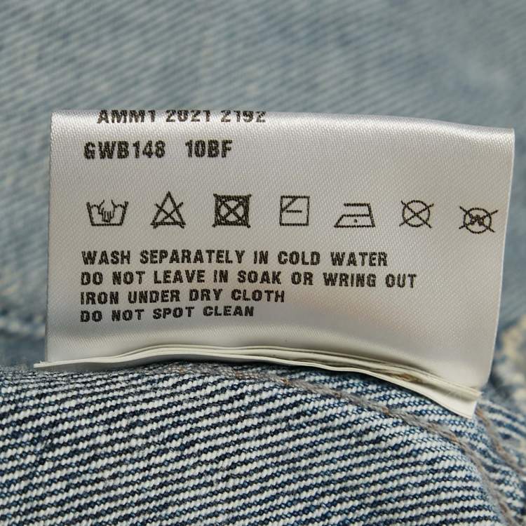 Pre Owned Miu Miu Blue Denim Raw Edge Detail Cropped Jacket S