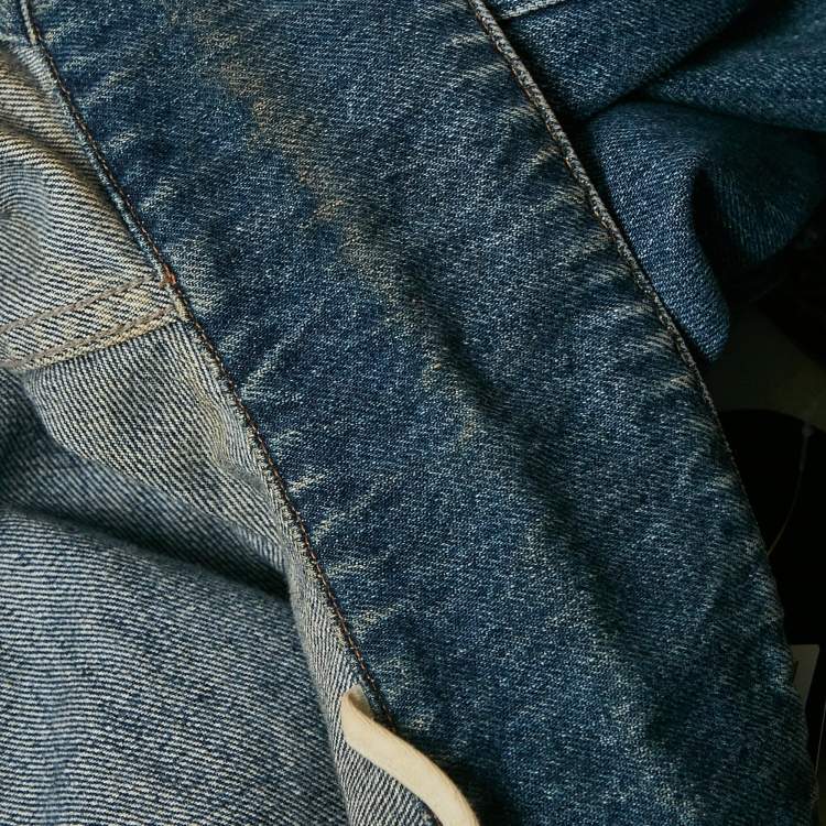 Pre Owned Miu Miu Blue Denim Raw Edge Detail Cropped Jacket S