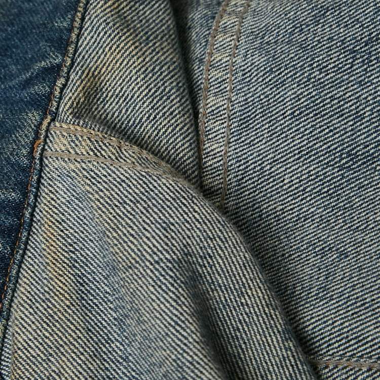 Pre Owned Miu Miu Blue Denim Raw Edge Detail Cropped Jacket S