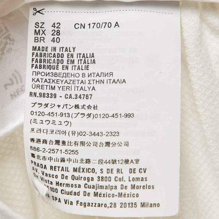 Pre Owned Miu Miu White Textured Cotton Midi Skirt M