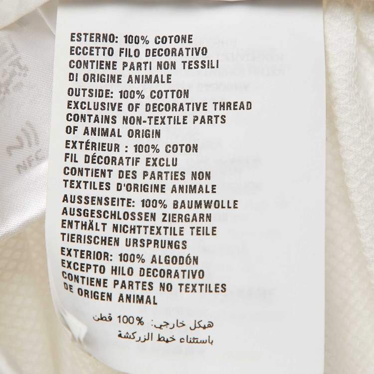 Pre Owned Miu Miu White Textured Cotton Midi Skirt M