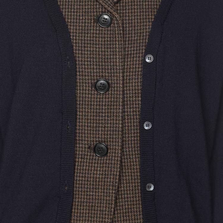 Pre Owned Miu Miu Deep Navy/Brown Wool Blend Sweater M