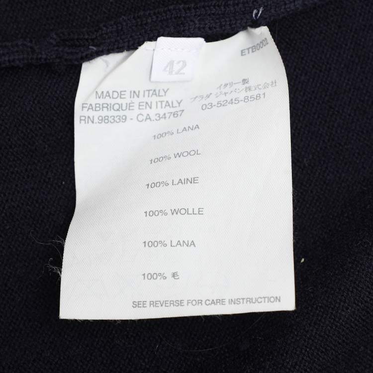Pre Owned Miu Miu Deep Navy/Brown Wool Blend Sweater M