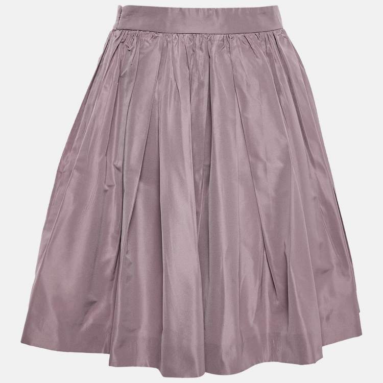 Pre Owned Miu Miu Mauve Crepe Gathered Mini Skirt S