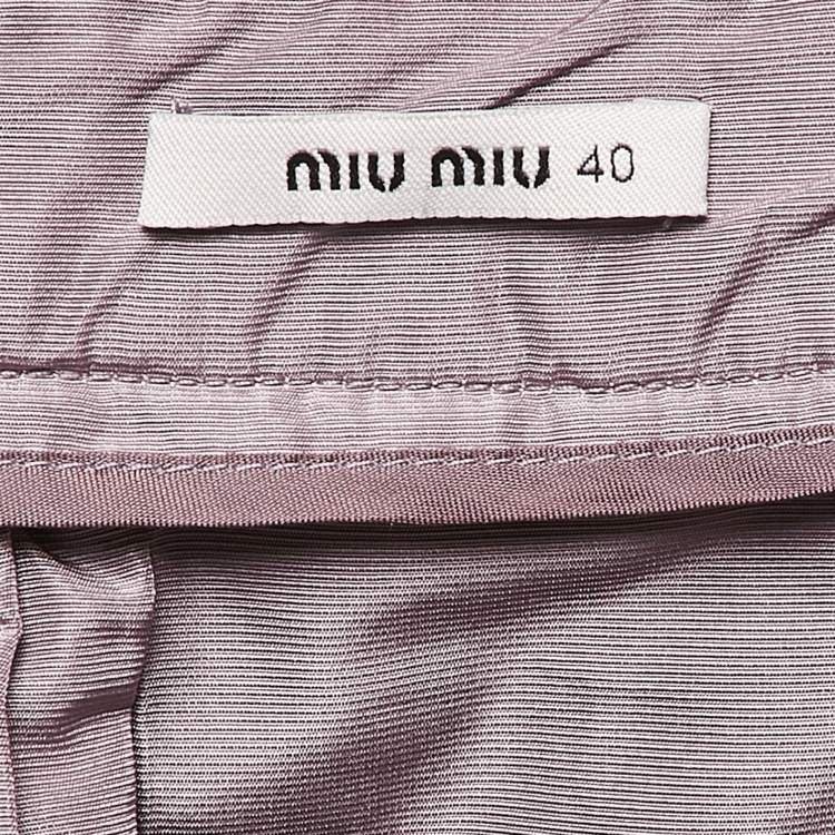 Pre Owned Miu Miu Mauve Crepe Gathered Mini Skirt S