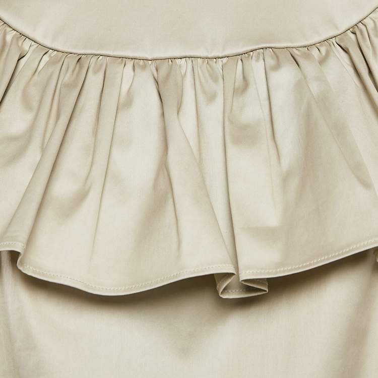 Pre Owned Miu Miu Green Cotton Gathered Top S