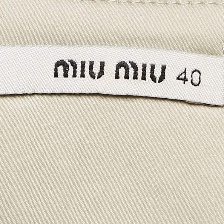 Pre Owned Miu Miu Green Cotton Gathered Top S