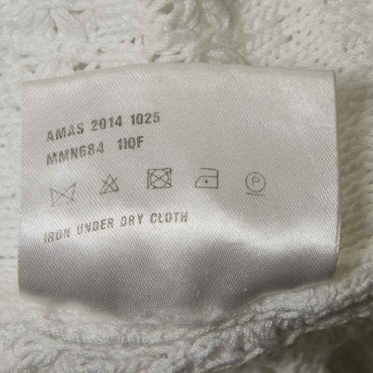 Pre Owned Miu Miu White Patterned Knit Round Neck Top M