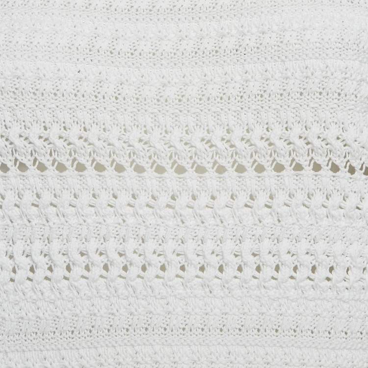 Pre Owned Miu Miu White Patterned Knit Round Neck Top M