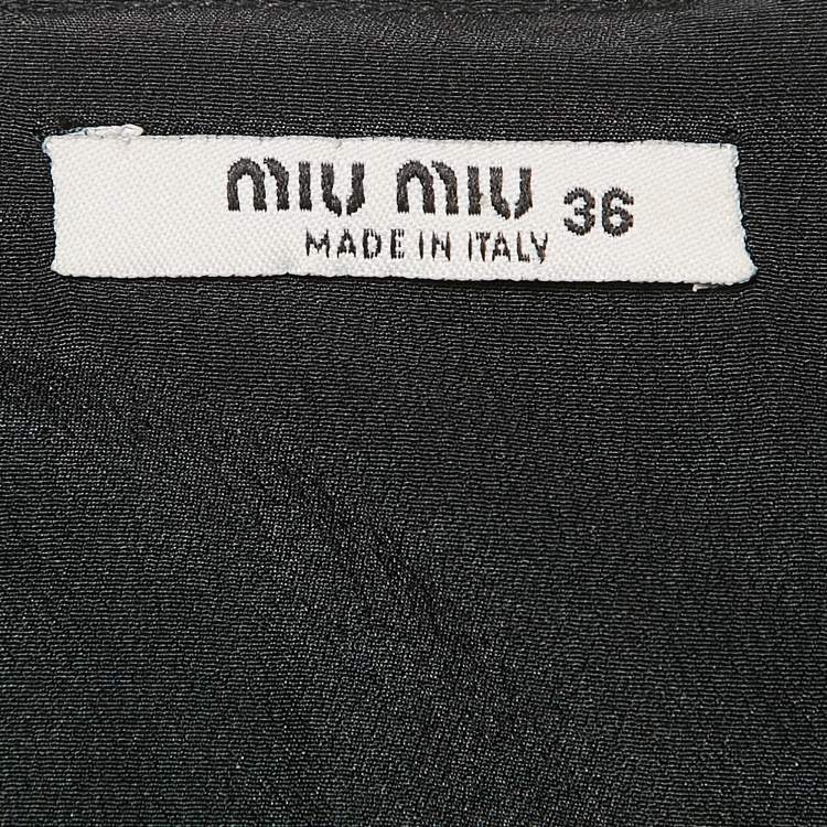 Pre Owned Miu Miu Black Stretch Crepe Bow Detail Open-Back Mini Dress XS