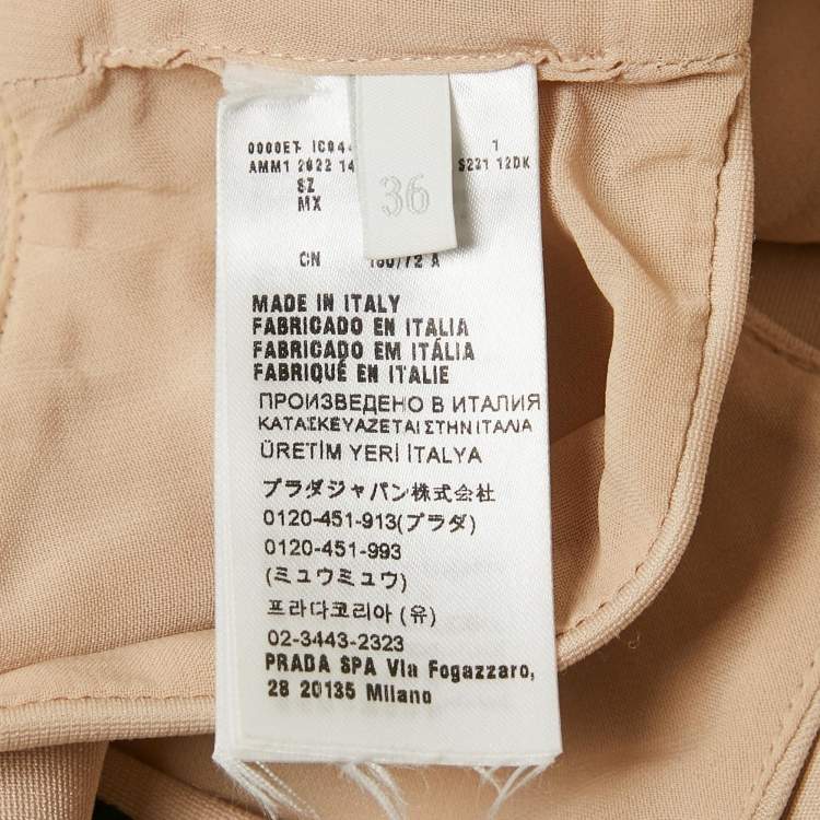Pre Owned Miu Miu Beige Logo Applique Jersey Top and Skirt Set XS