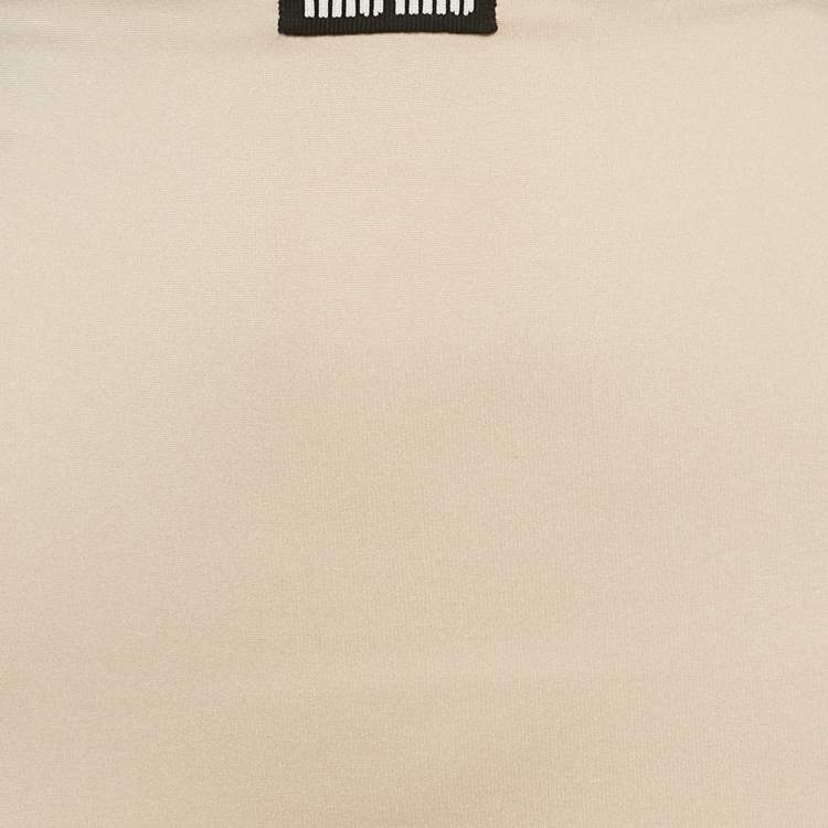 Pre Owned Miu Miu Beige Logo Applique Jersey Top and Skirt Set XS