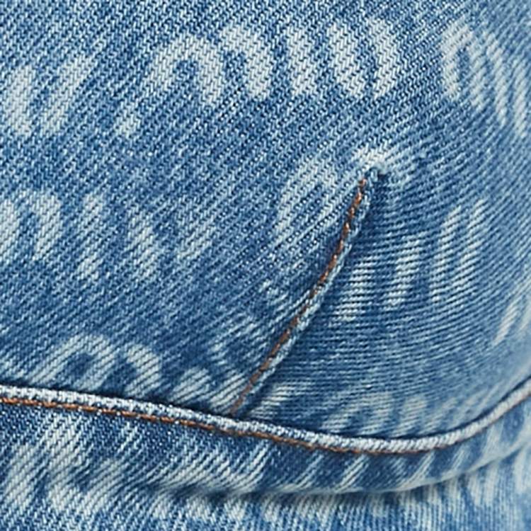 Pre Owned Miu Miu Blue Logo Print Denim Shorts and Top Set S