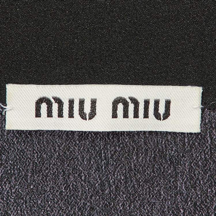 Pre Owned Miu Miu Black Wool Knit & Silk Long Sleeve Dress L